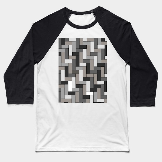 Grey Geometric Tile Pattern Baseball T-Shirt by OneThreeSix